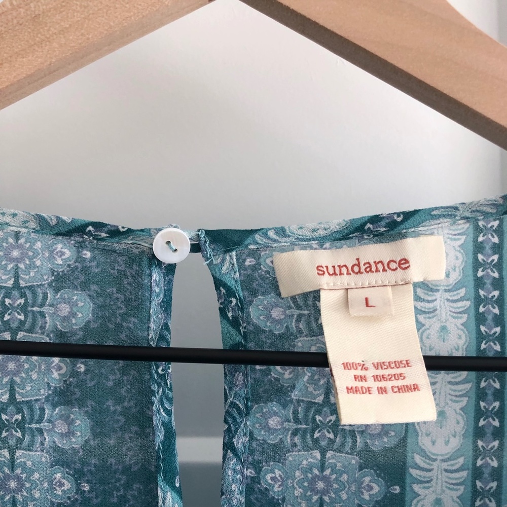 Sundance Teal Patterned Boho Blouse - Picture 6 of 7